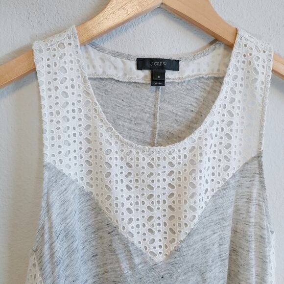J. Crew Linen Eyelet Lace Tank Top Sz S Beachy Summer Festival Casual Breezy - Picture 3 of 8
